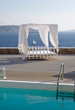 Pool of Mykonian Mare Resort with Lovebeds