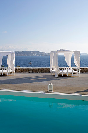 Pool of Mykonian Mare Resort with Lovebeds