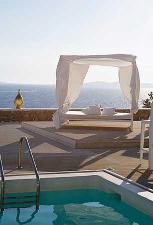 Pool of Mykonian Mare Resort with Lovebeds
